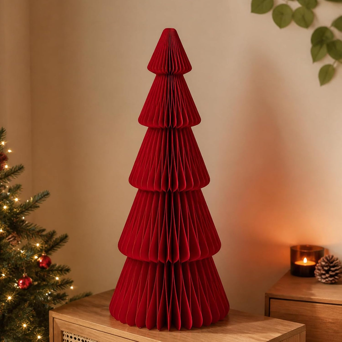 fullhawl 3ft red 3d honeycomb extra large paper showing dimensions