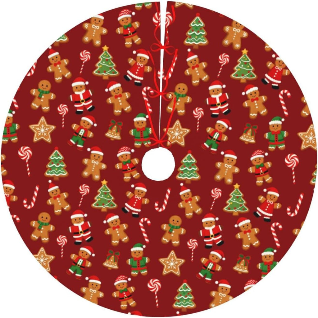 Gingerbread Man Candy Christmas Tree Skirt 48 Inches Holiday Home Party Supplies Xmas Trees Mat Decorations