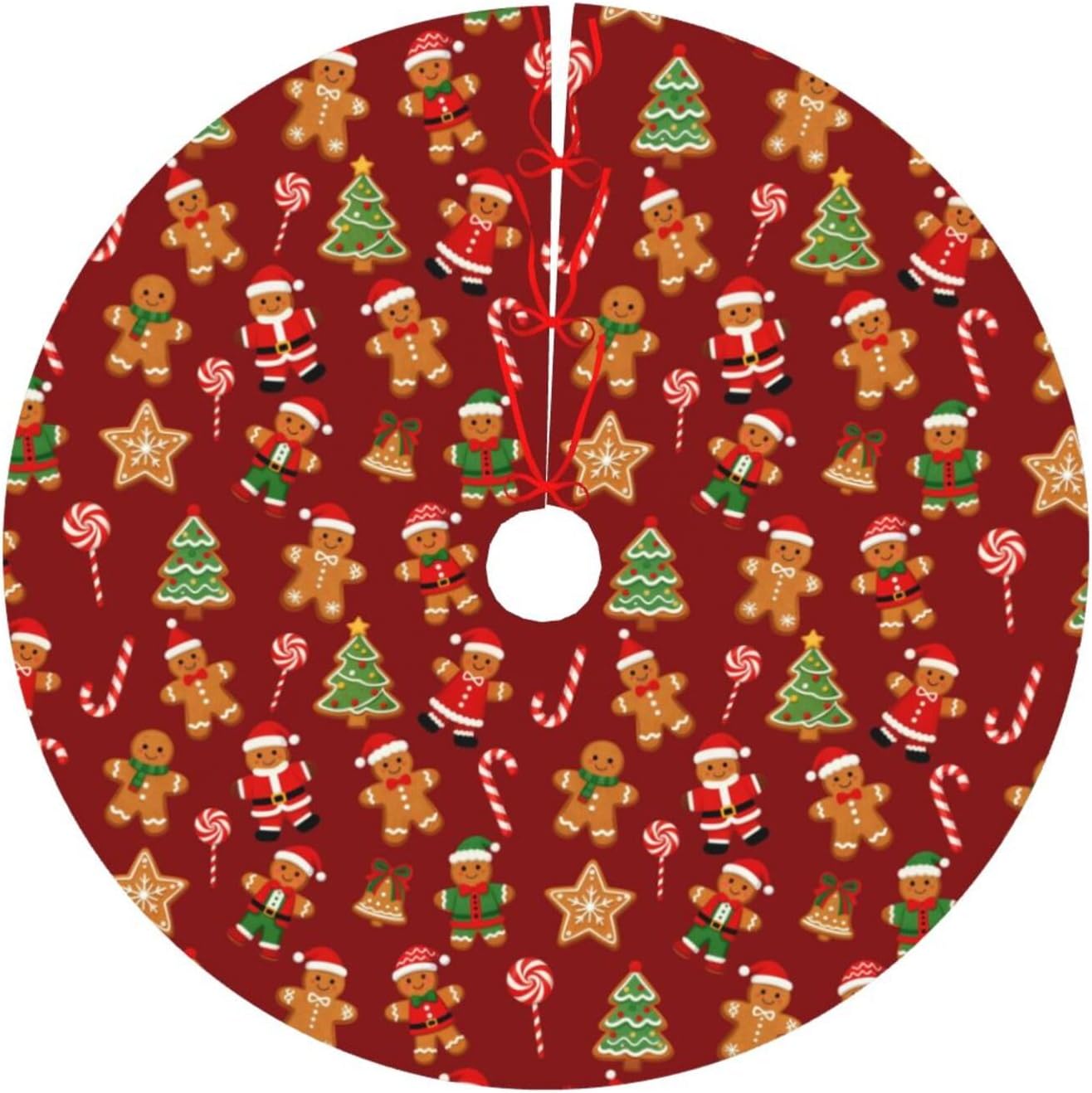 Gingerbread Man Candy Christmas Tree Skirt 48 Inches Holiday Home Party Supplies Xmas Trees Mat Decorations
