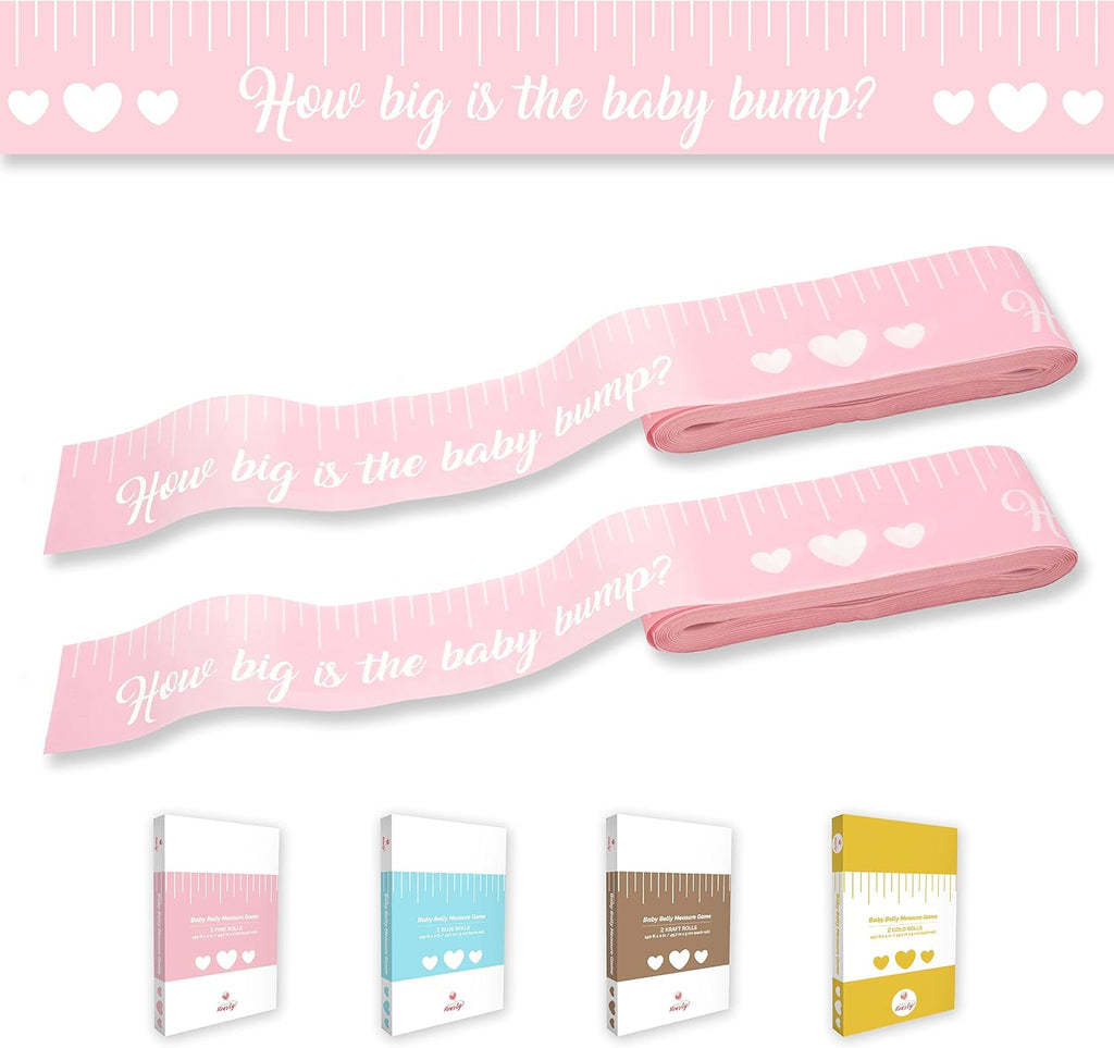 Party Hearty Baby Bump Measure Game, 2 Rolls, Baby Shower Game - Pink | 2 Inch Wide x 150 Feet Long x 2 Rolls, Sturdy but easy to tear, Fun & Easy Idea