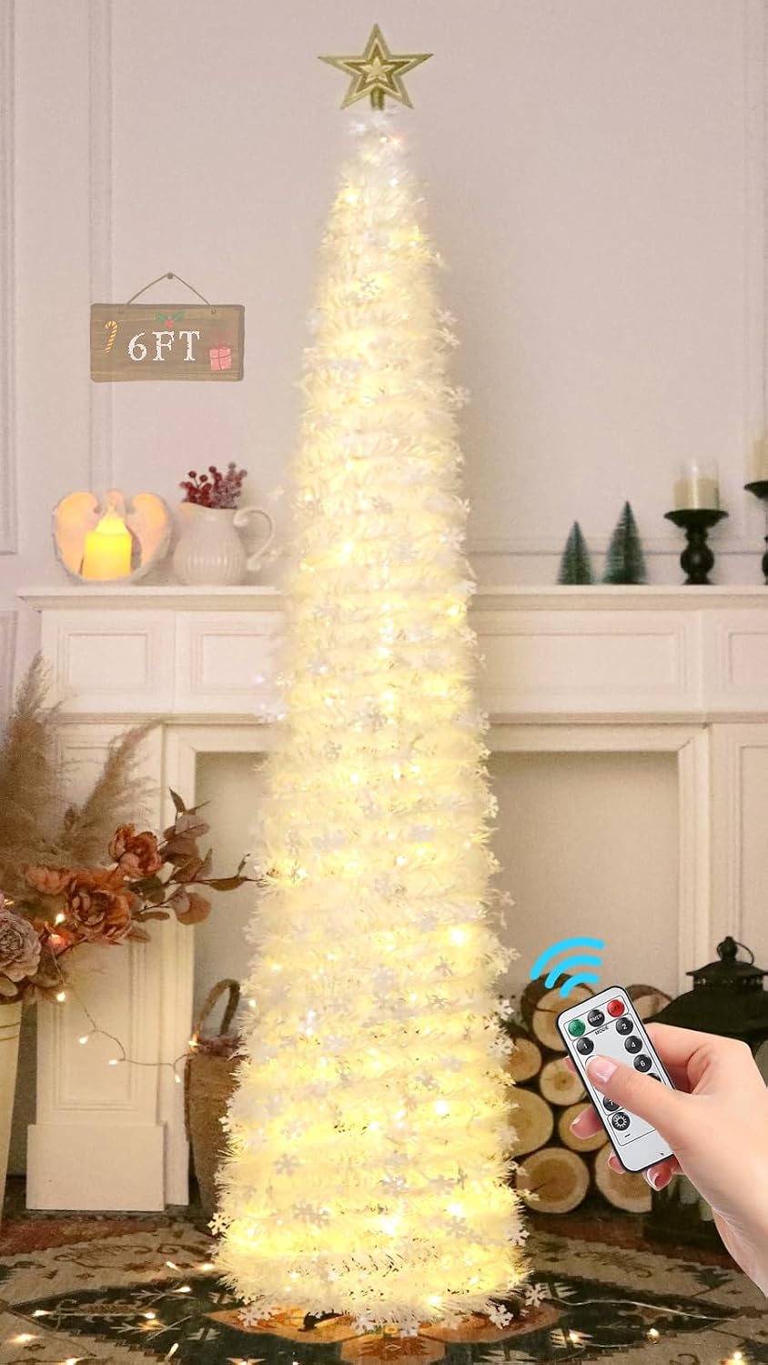 hmasyo 6 ft pop up tinsel christmas tree, main product view