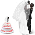 Modern Wedding Cake Toppers Bride and Groom Figurines Cake Topper for Decoration, Romantic Party Decoration, Funny Engagement Party Couple Statue Desk Decoration (Black Couple)