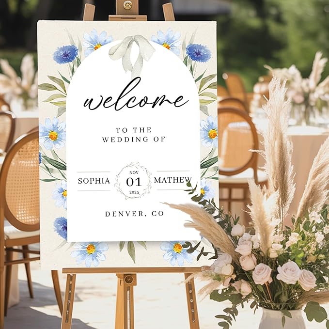 Personalized Wedding Welcome Sign - Custom Gifts for Weddings, Christmas, Engagement Party, Anniversary, Custom Bride & Groom Reception Sign with Photo, Corrugated Plastic H Stake