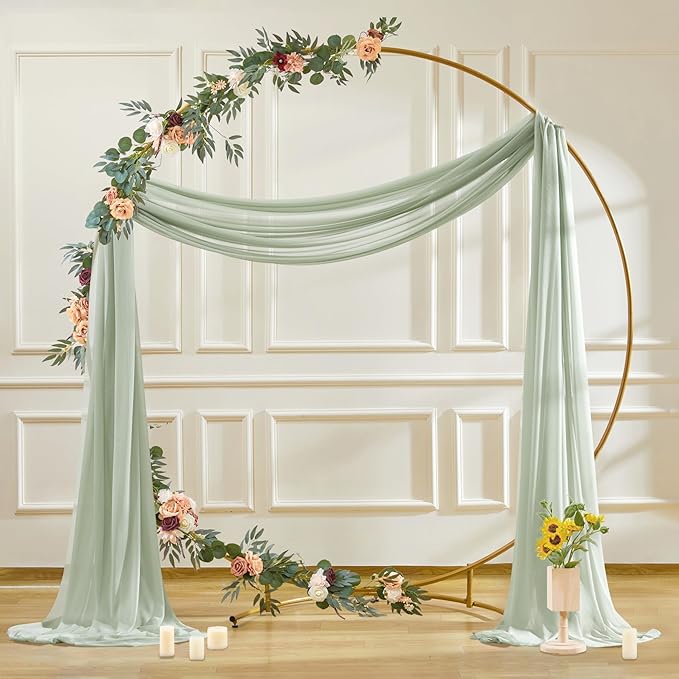 30" x 20Ft Wedding Arch Draping Fabric, 1 Panel Sage Green Sheer Curtain Drapes Extra Wide & Long Backdrop Curtains for Wedding Arch Ceremony Birthday Party Decorations