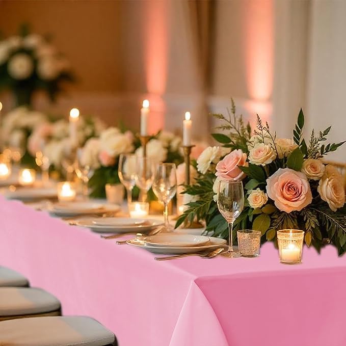 Fitable 8 Pack Table Cloth Rectangle Table: Stain and Wrinkle Resistant Tablecloth Rectangular, Washable Polyester Tablecloths for Wedding Party Dining Banquet Event Catering(Pink, 70x108 Inch)