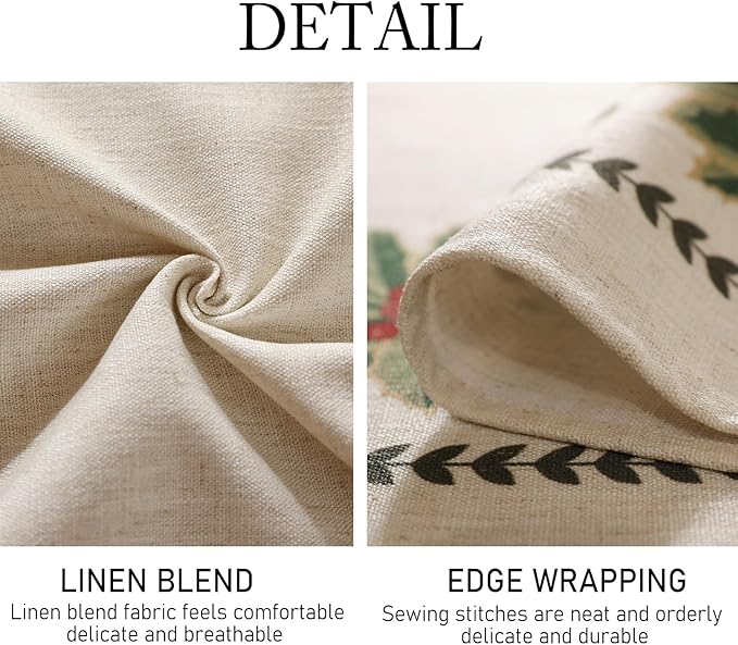 ISAENNE Designer Christmas Linen Small Round Tablecloth,Light Beige Western Elegant Table Cloth,Wrinkle Resistant Decor Tablecloths for Dining Thanksgiving Kitchen Christmas,Diameter 55"-Carol G