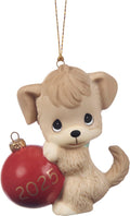 Precious Moments Howl-iday Cheer 2025 Dated Dog Ornament – Bisque Porcelain Christmas Keepsake – 251008