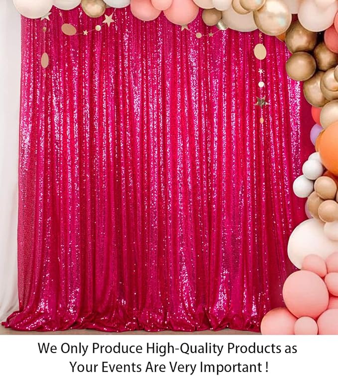 ShiDianYi 4x6ft Hot Pink Sequins Backdrop - Photo Booth Background for Parties Events, Sparkly Photography Decoration