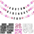 Giant Friendship Bracelet Garland Kit, DIY Birthday Banner with Letters Ball Jumbo Customizable Friendship Bracelet Decor for Halloween Christmas Wedding Party(White, Pink)