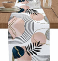 Modern Boho Cotton Linen Table Runner for Dining Kitchen, Wedding Outdoor Party Tablerunners Decoration, Abstract Bohemian Tropical Palm Leaf Dresser Scarf Coffee Tablecloth Runners 13x90 Inches