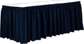 Ultimate Textile Pleat Polyester Fabric Table Skirt - Machine Washable Flame Resistant with Clips for Events, Weddings & Trade Shows, Cut & Sewn in Paterson, NJ - Navy, 21' Shirred Pleat