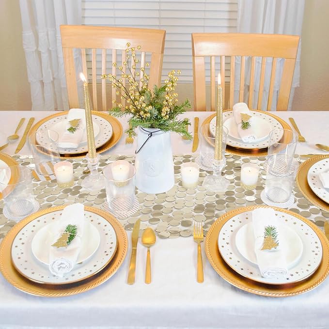 VHH Sequin Table Runner 12 x 108 inches Champagne Table Runner, Glitter Runner for Party Wedding Birthday, Party Spring Easter Rustic, Birthday Supplies Decorations (1 Pack).