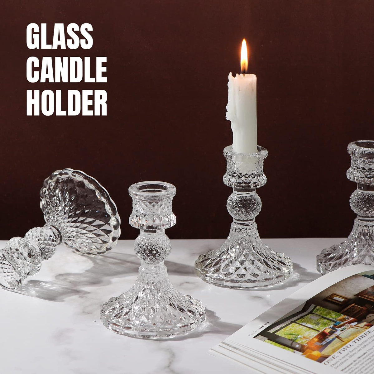 DARJEN Candlestick Holders Set,12Pcs 4" H Taper Candle Holders Bulk, Cle...