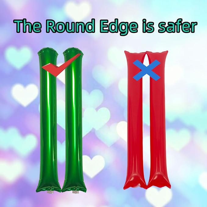 48pcs Round Head Boom Sticks Thunder Sticks Cheering Sticks Team Spirit Plastic Cheerleading Spirit Stick Clapper Inflatable Noise Maker Sports Supply (Metallic Green)