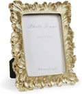Cuspin Gold 5x7 Picture Frame, Vintage Gold Palm Leaves Textured Hand-Crafted Resin with Glass Front Elegant Retro Vintage Design Photo Frame for Wall and Tabletop Display Home Decor
