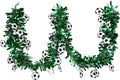 Soccer Tinsel Garland, Soccer Party Decorations, 5 Pack 33FT Football Tinsel Garland, Green Glitter Metallic Tinsel Twist Garlands for Indoor Outdoor Sports Game Day Home Birthday Party Decoration
