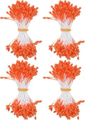 600-Pack Flower Stamens for Crafts, 5mm Double Heads Artificial Pearl Floral Pistil Mini Flower Pollens Stamens for DIY Making/Wedding/Scrapbook Decoration [Orange]