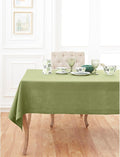 Solino Home Linen Tablecloth 60 x 132 Inch - Classic Hemstitch 100% Pure Linen Moss Green Table Cloth for Rectangle Tables - Machine Washable Tablecloth for Fall, Autumn, Thanksgiving