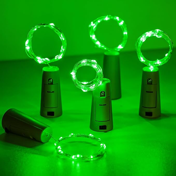 Aluan Wine Bottle Lights with Cork, 20 LED 10 Pack Fairy String Lights Waterproof Battery Operated Mini LED Cork Lamp for Liquor Bottles Jar Party Wedding Christmas Festival Bar Decoration, Green