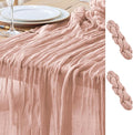 Asee'm 2pcs Cheesecloth Table Runner 120 Inches Dusty Pink Boho Gauze Cheese Cloth Runner 10FT Rustic Sheer Fall Table Runners for Thanksgiving Wedding Baby Shower Holiday Party Decoration