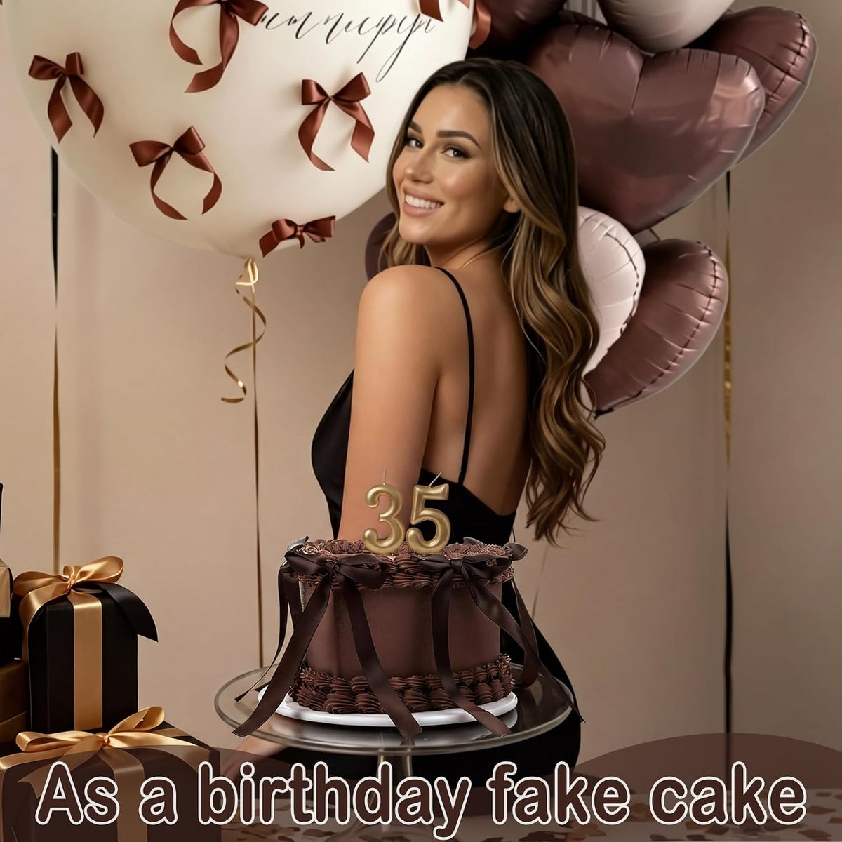 remerry 6 inch chocolate heart fake cake bow, package contents