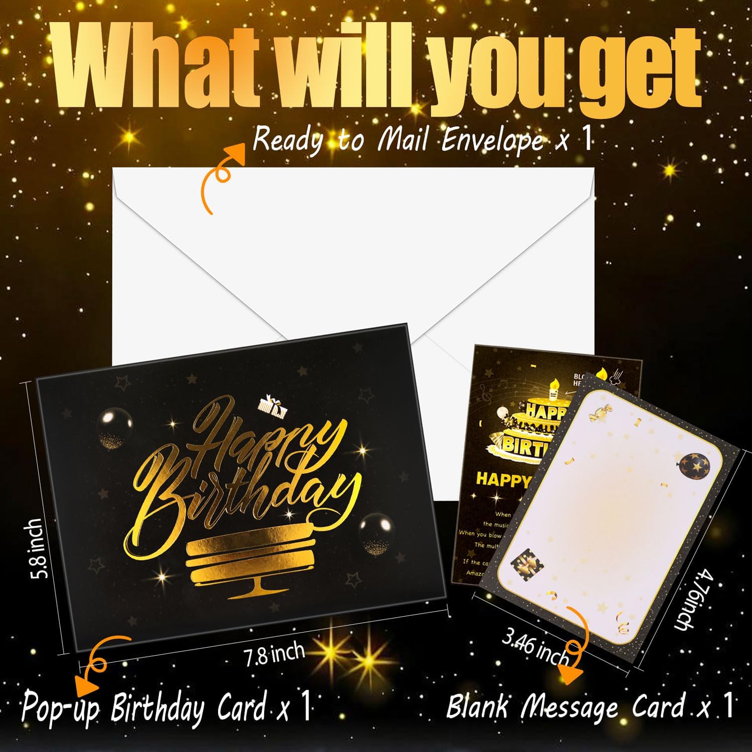 Pop Up Birthday Cards for Men - LED Light & Music with Blow The Candle, 3D Balloons, Singing Happy Birthday gifts Card for Husband - Women, Kids, Son, Her, & Dad