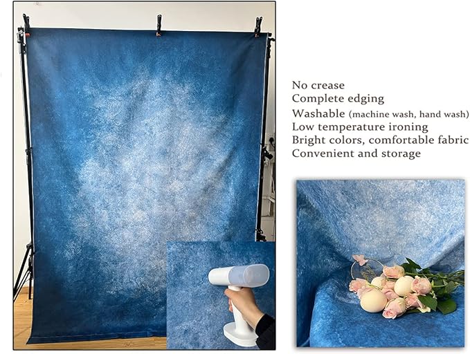 5x7ft Dark Blue Gradient Portrait Photo Backdrops Bright Center Abstract Photography Backdrop for Studio Photo Booth Prop Banner Decor Background