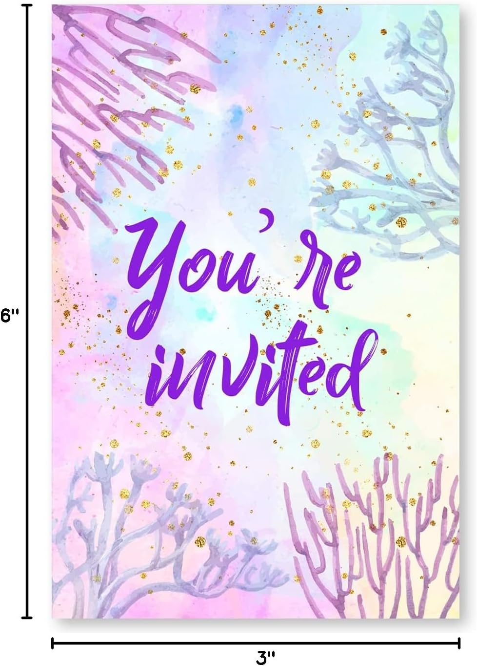 Soiceu Cute Under the Sea Mermaid Birthday Party Invitations with Envelopes Set of 20 Purple Pink Girl Birthday Party Invites