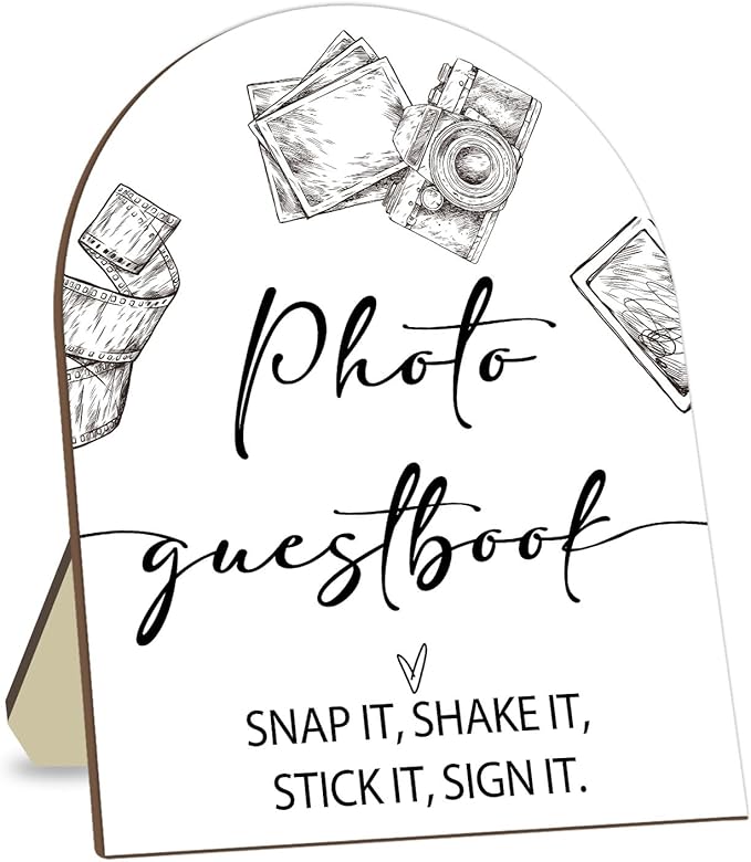 Wedding Photo Guestbook Desk Decor, Minimalism Style Welcome Sign, Bridal Shower Sign, Baby Shower Decoration Supplies, Wedding Reception Plaque with Stand 8 * 10In