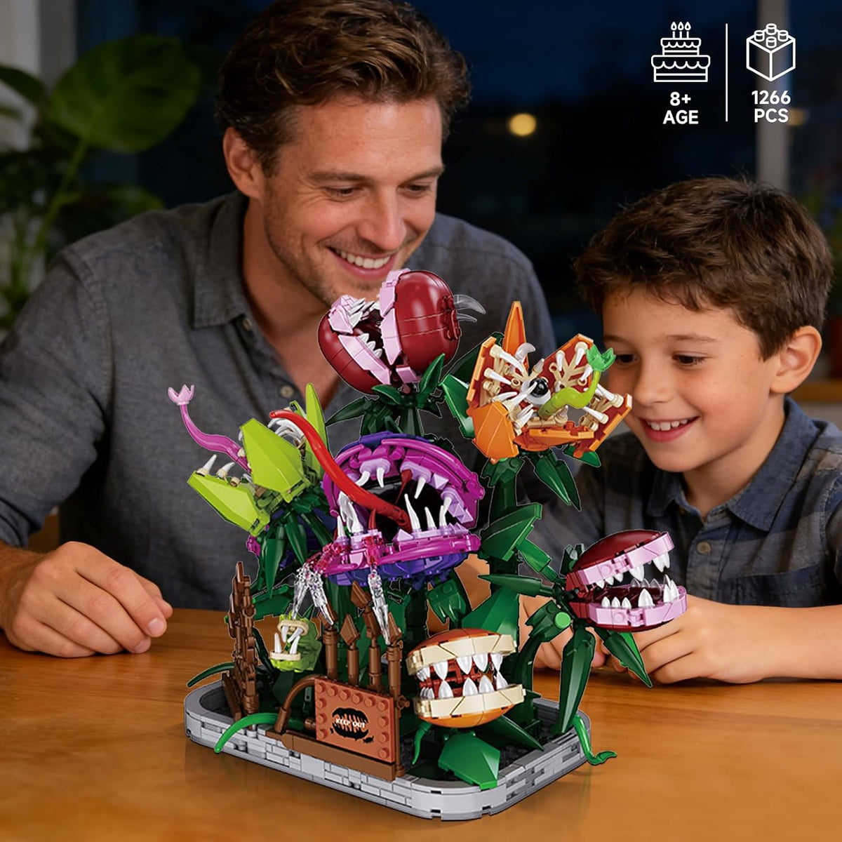 audrey 2 piranha plant building block set 1266pcs, close-up detail