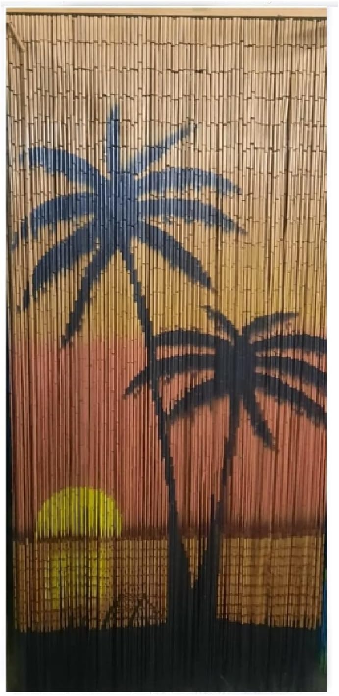 sunset palm tree beaded curtains for doorways, door, main product view
