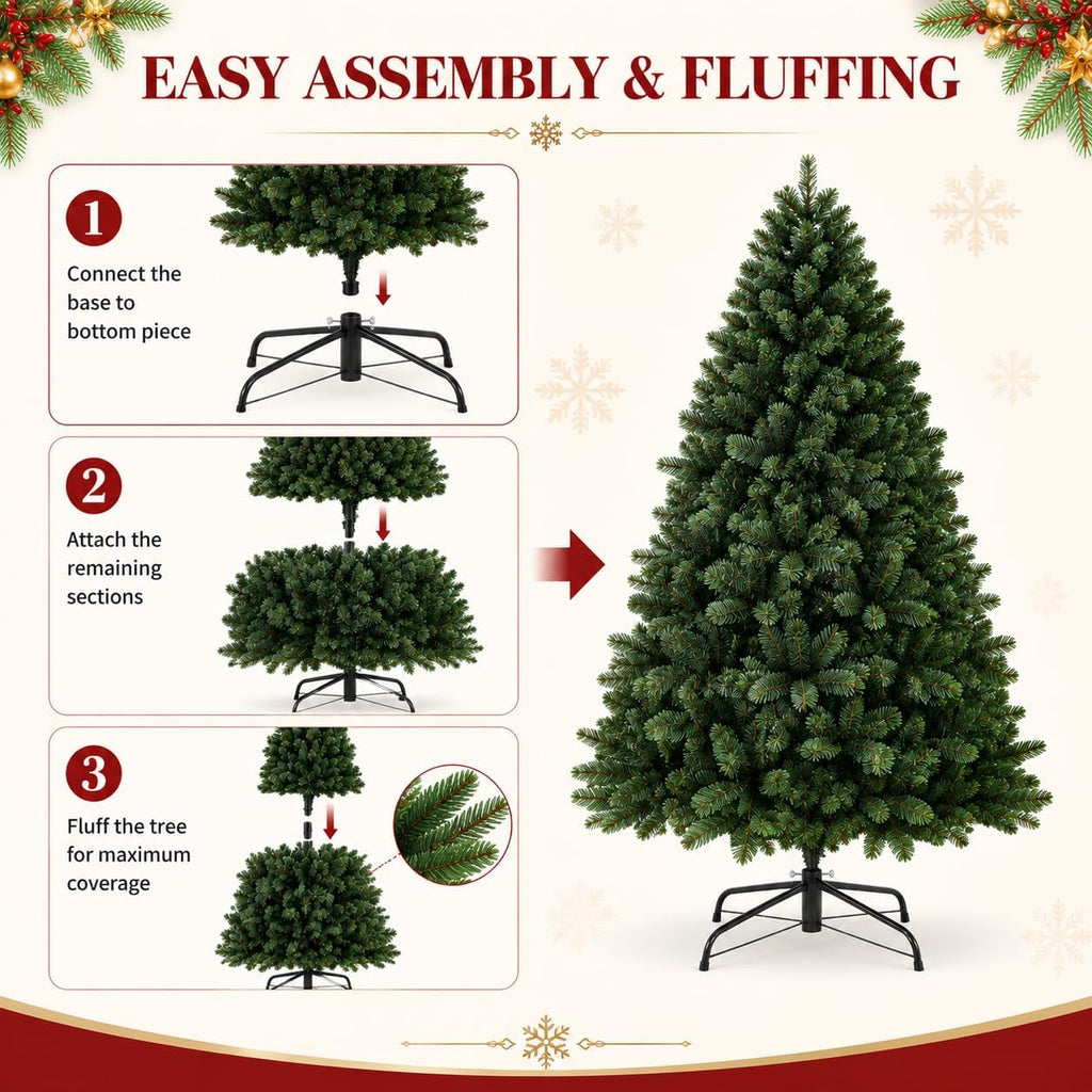 6ft artificial christmas tree, realistic full unlit holiday, side view