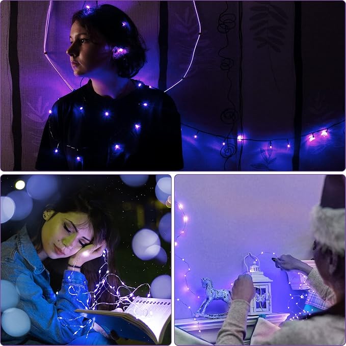 12 Pack Fairy Lights Battery Operated String Lights，7FT 20LED Waterproof Silver Wire Christmas Lights Outdoor,Firefly Mini Lights for Bedroom Party Birthday Wedding Home Decor