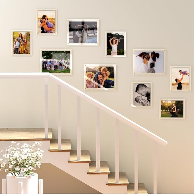 Acrylic Picture Frame for Wall, Clear Diploma Frame, No Drill Floating Frameless Photo Frame for Diploma Certificate Degree Document & Artworks Display, Graduation Gift for Students(2 Pack, 8.5X11 Straight edge)