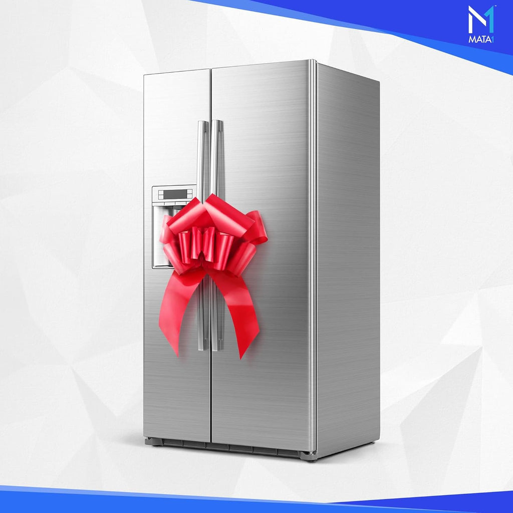 Mata1-USA - Huge Car Bow - Red, 30 Inch - Big Gift Wrapping Bow | Scratch-free giant-size bow for large gift decoration with 12 loops and 2 suction cups, arrives rolled, assembles in seconds.