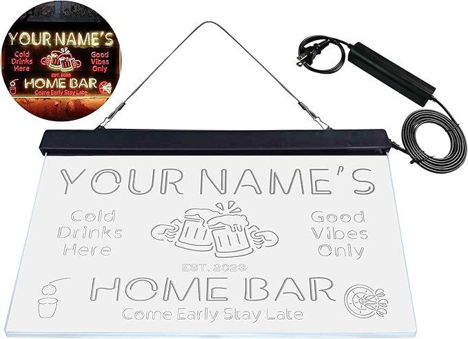 ADVPRO Personalized Your Name Custom Home Bar Beer Established Year Dual Color LED Neon Sign Red & Yellow 16 x 12 Inches st6s43-p1-tm-ry