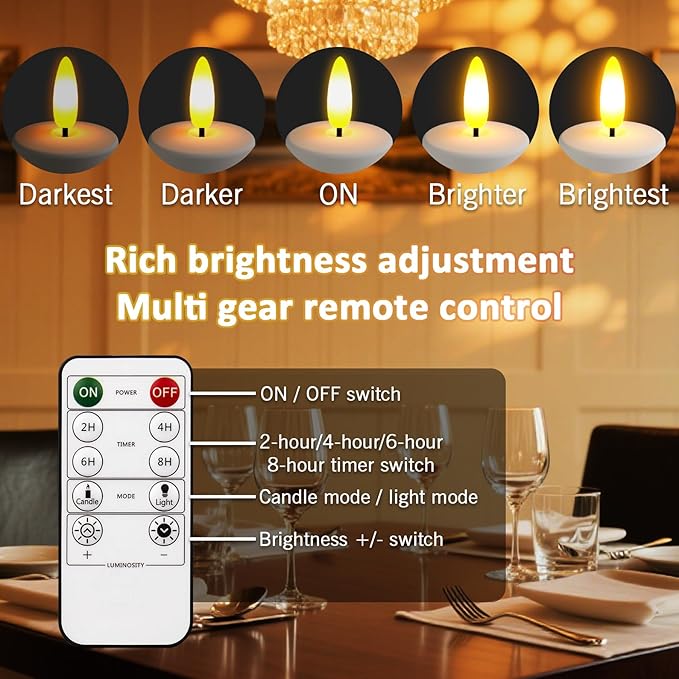 HL Rechargeable LED Tea Lights with USB Charging Base & Remote Timer - Battery Operated Flameless Flickering Votive Candles for Weddings, Emergency, Halloween, and Christmas Decorative 12pcs