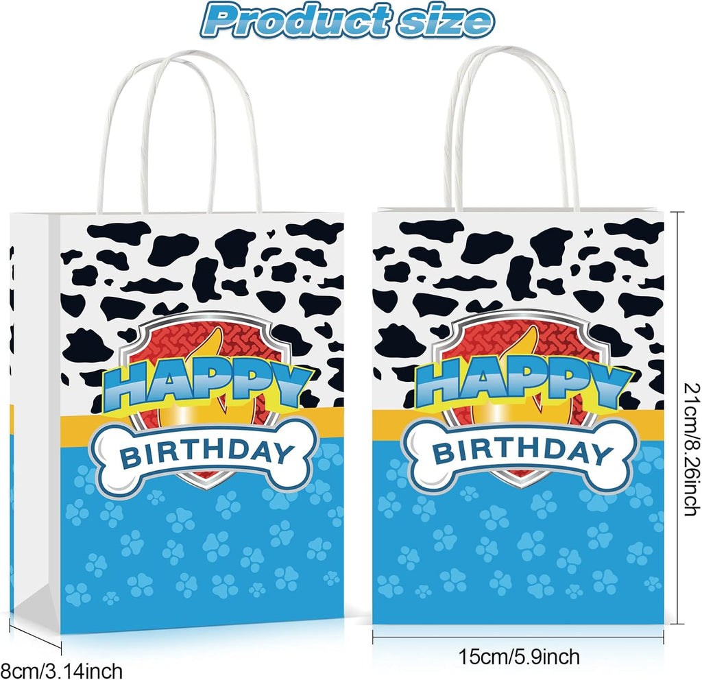 HDJY 16PCS Cartoon Dog Birthday Party Goodie Bags, Favors Bags, Candy Bags, Decoration, 8.26in x 5.9in x 3.14in