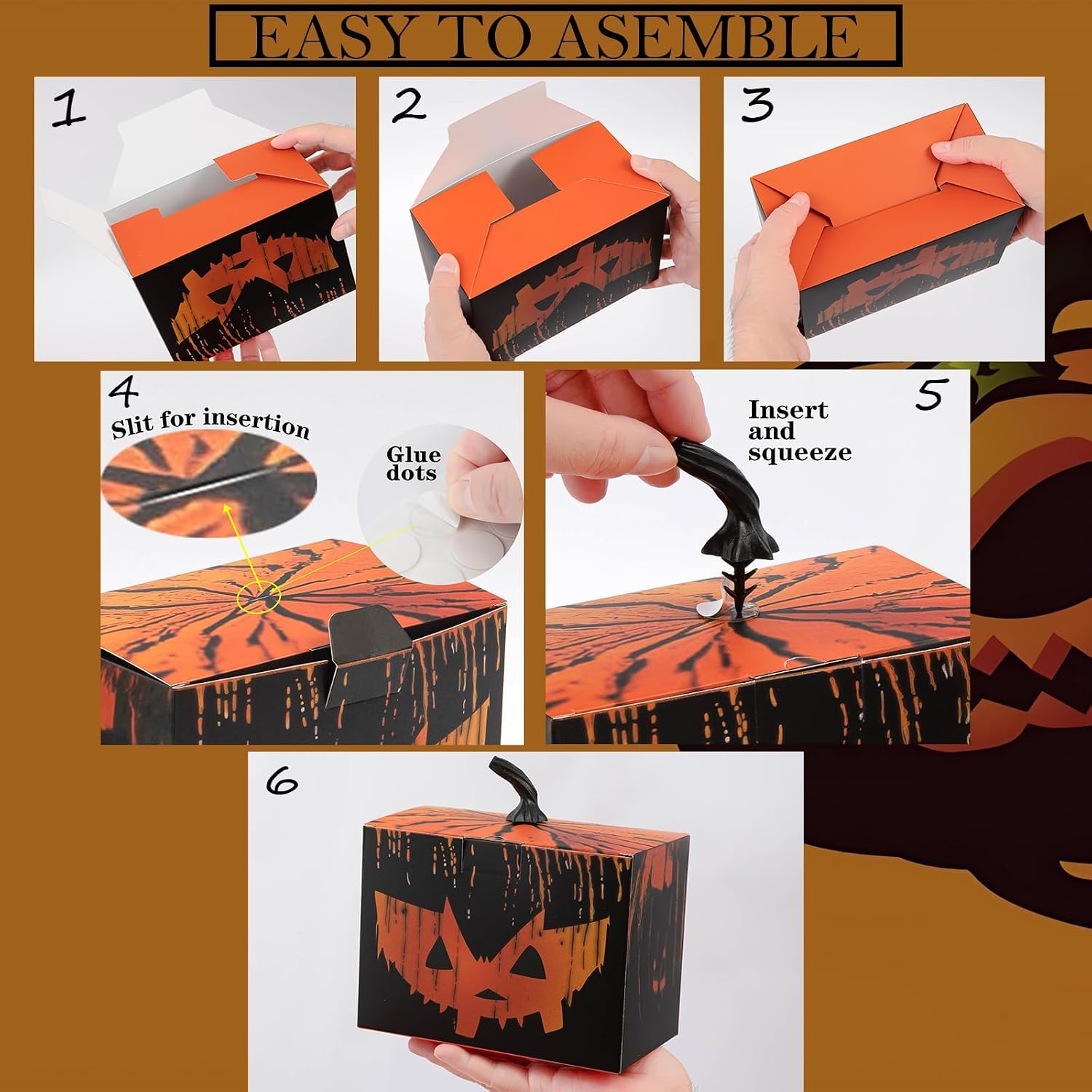 APLUSWER 20pcs Pumpkin Shaped Boxes with Simulated Stems, Large Halloween Treat Boxes Bakery Boxes Candy Boxes for Party Favors, Halloween Decor Boxes Centerpieces for Holiday Birthday Gifts