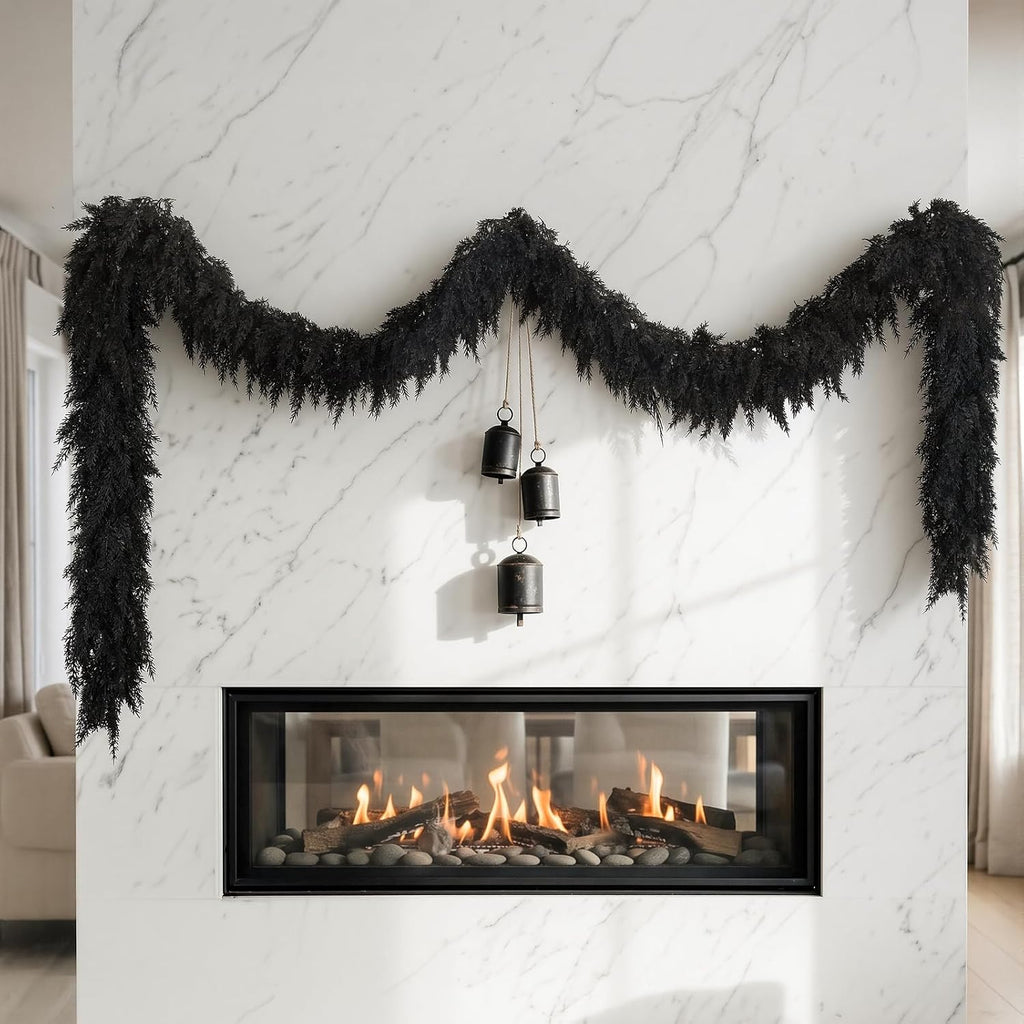 9 ft halloween cedar garland, black real touch, main product view