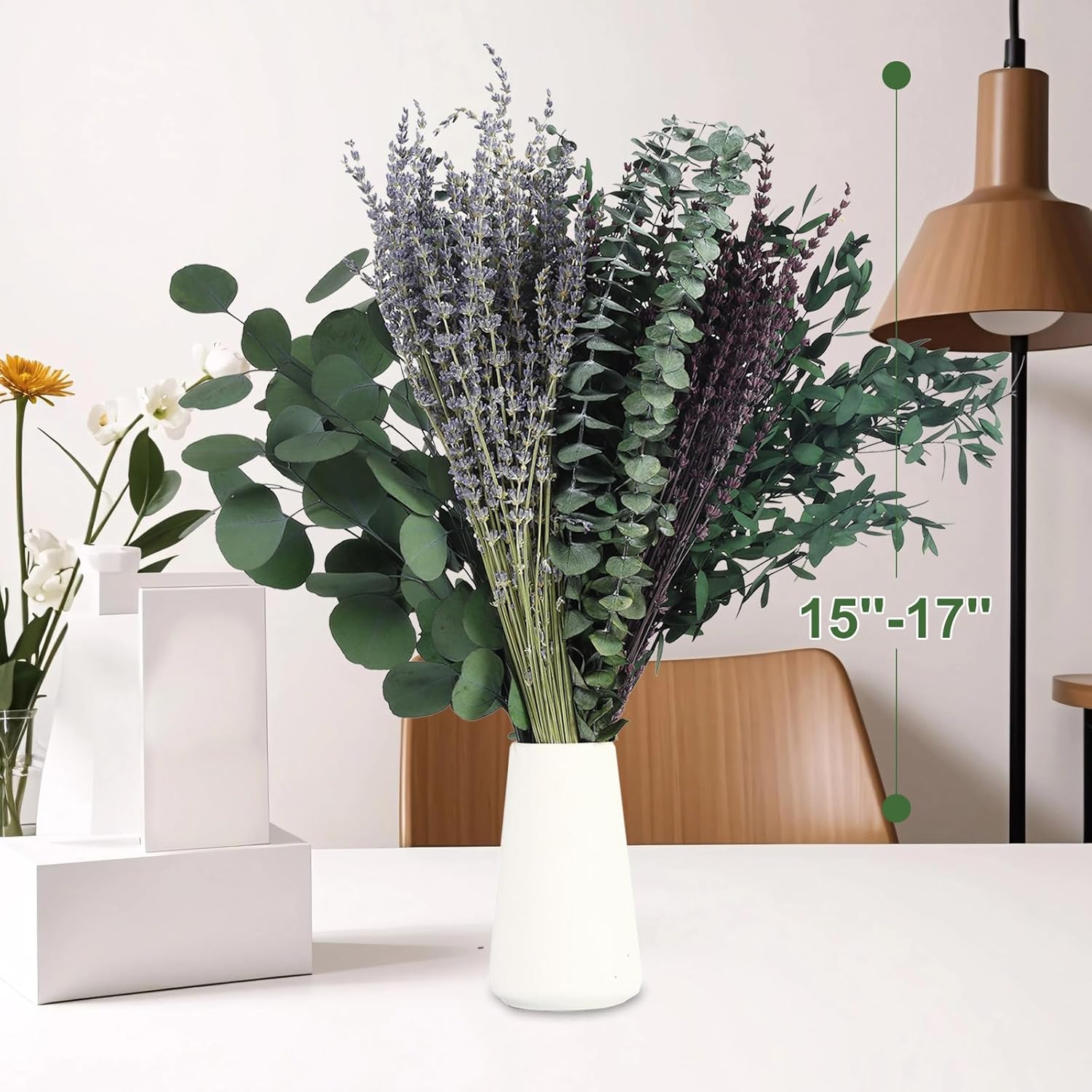 120+ Pcs Mixed Dried Eucalyptus & Lavender Flowers for Shower, Preserved Natural Eucalyptus Leaves for Wall Hanging, Plant Fragrance, Dried Florals for Vase Fillers, Wedding, Green Bathroom Decor