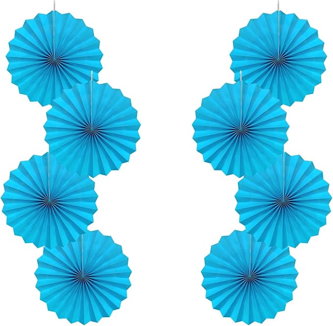 Blue Hanging Paper Fans,Blueaccessories Paper Decorations for Party,Blue Harmony Classroom Decorations,Party Decorations for Boys 12in Hanging Paper Fans 30 Color DIY Set (Sky Blue)