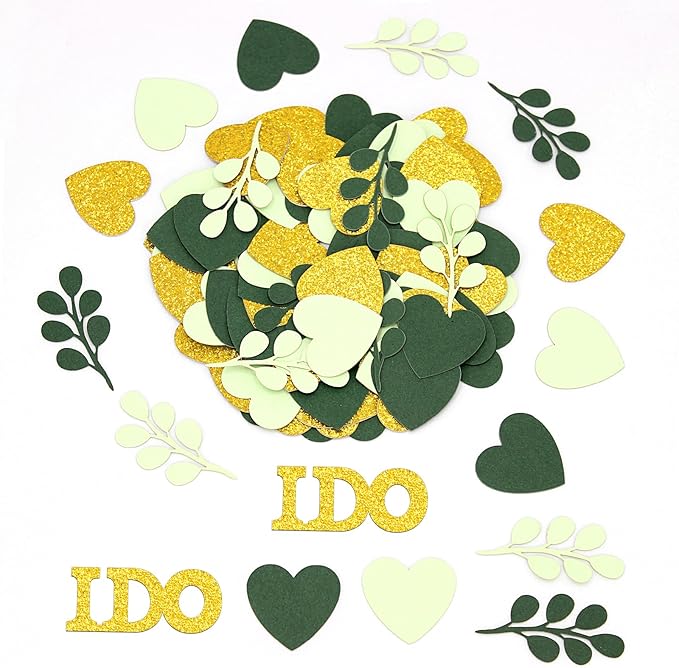 200PC Sage Green Wedding Confetti Wedding Shower Decorations Heart I do Engagement Table Confetti Bridal Shower Bachelorette Party Decorations