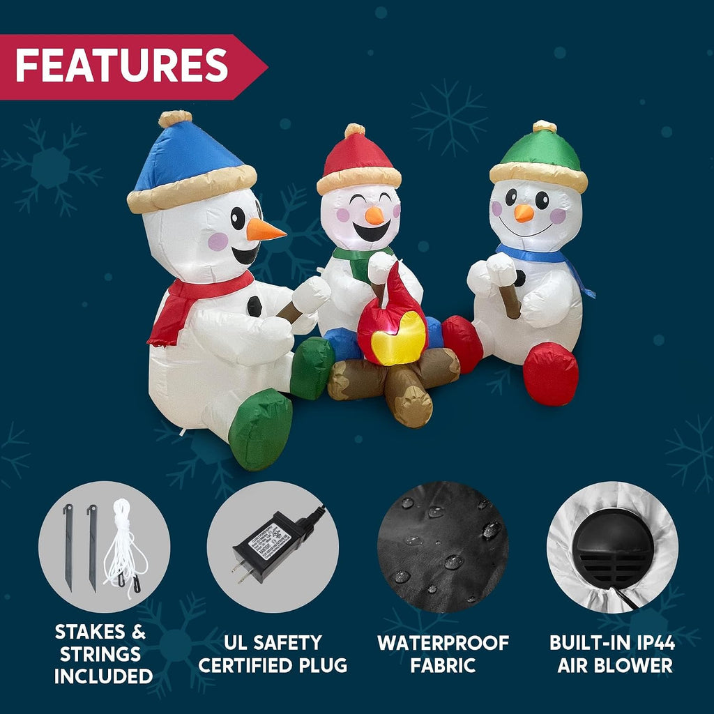 joiedomi 6 ft long christmas inflatable snowman with showing dimensions