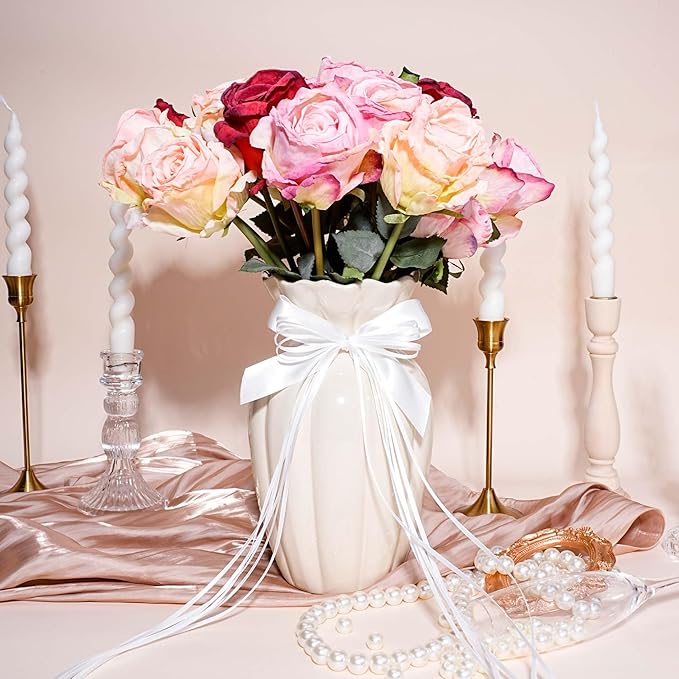 LaRibbons White Satin Ribbon 1 Inch 50 Yards Luxury Double Faced Silk Ribbon for Flower Bouquet Crafts Gift Wrapping Wedding Christmas Decoration