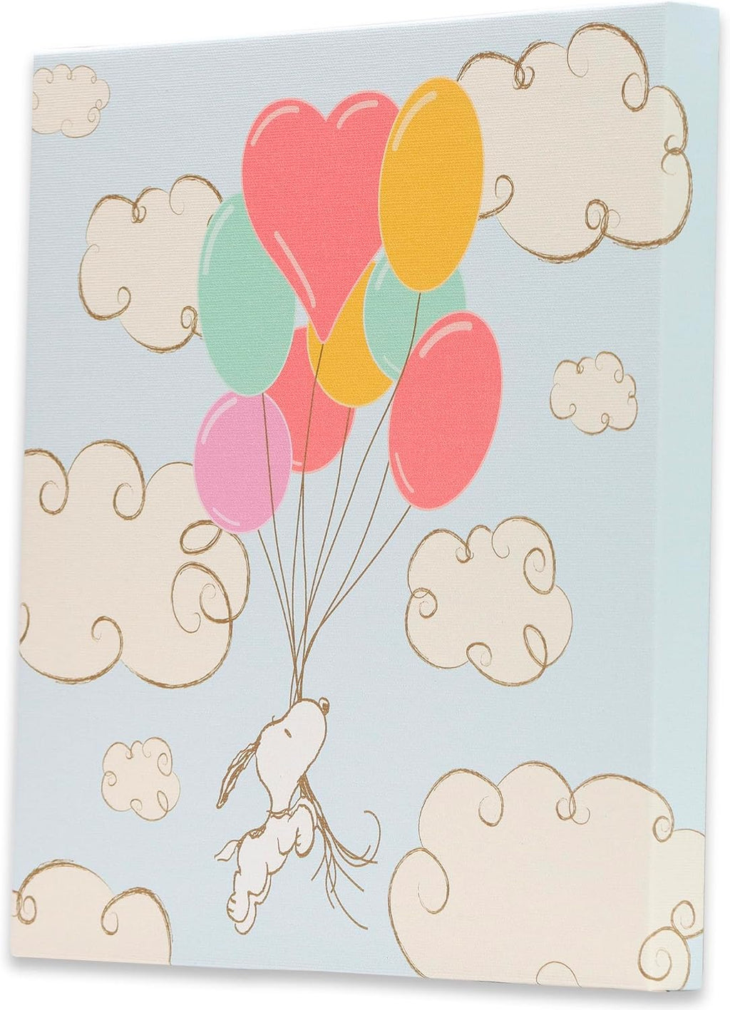 Open Road Brands Peanuts Snoopy Balloon Adventure Gallery Wrapped Canvas Wall Decor - Adorable Snoopy Wall Art for Kids' Bedroom or Nursery