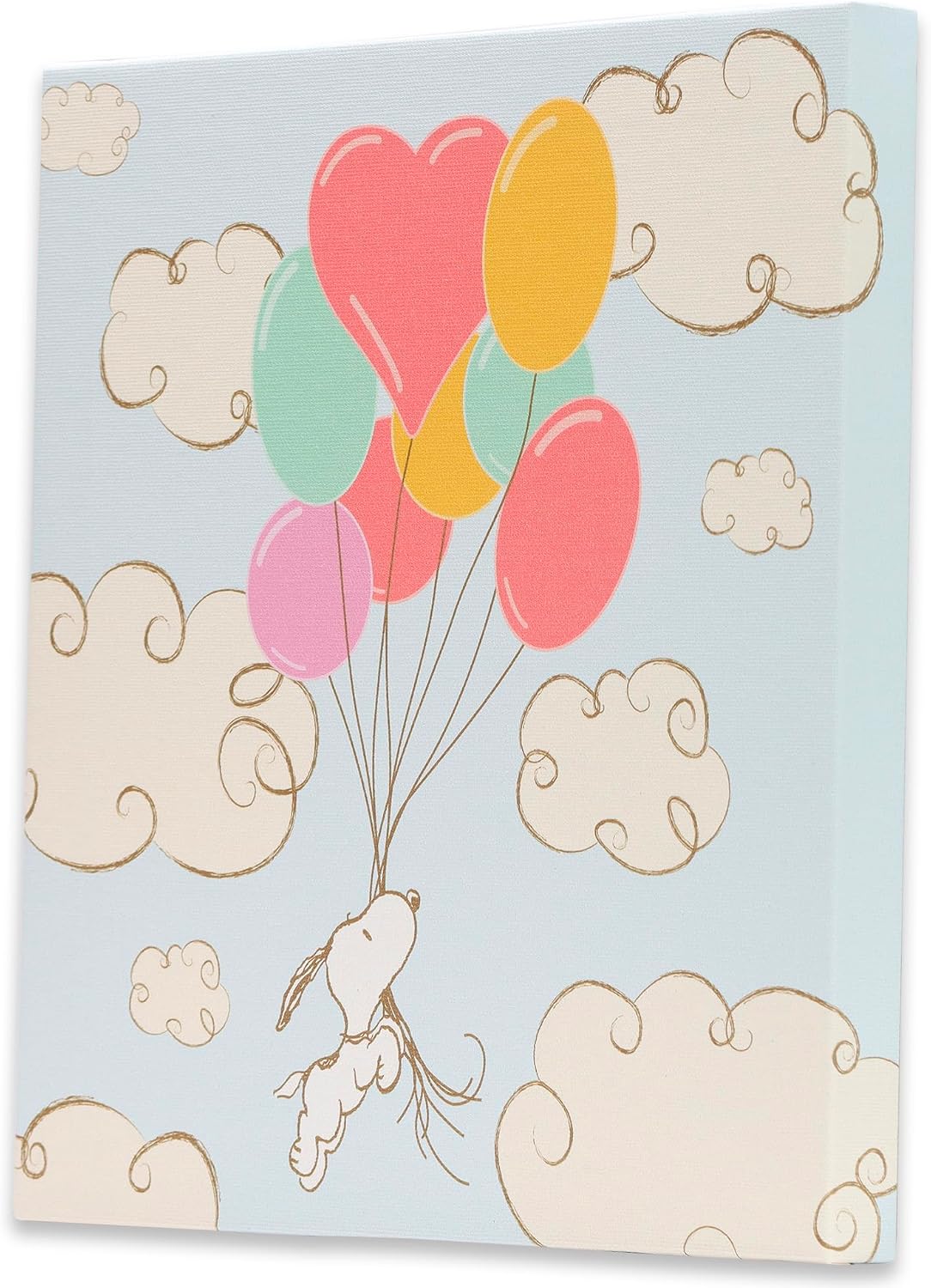 Open Road Brands Peanuts Snoopy Balloon Adventure Gallery Wrapped Canvas Wall Decor - Adorable Snoopy Wall Art for Kids' Bedroom or Nursery