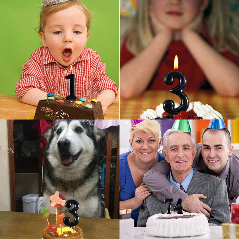 Black Number 1 Birthday Candles 1st One First Year Bady Roman Numberal Cool Cake Happy Candle for Kids Men Women No 10 11 12 13 14 15 16 17 18 19
