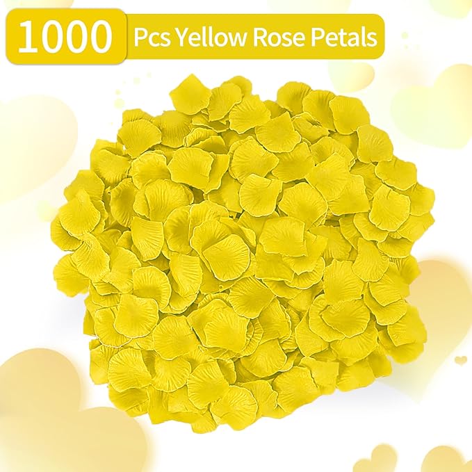 1000 Pcs Artificial Fake Rose Petals,Flower Petals for Romantic Night, Engagement, Party, Wedding, Event Flower Decorations, in Bulk(Yellow)