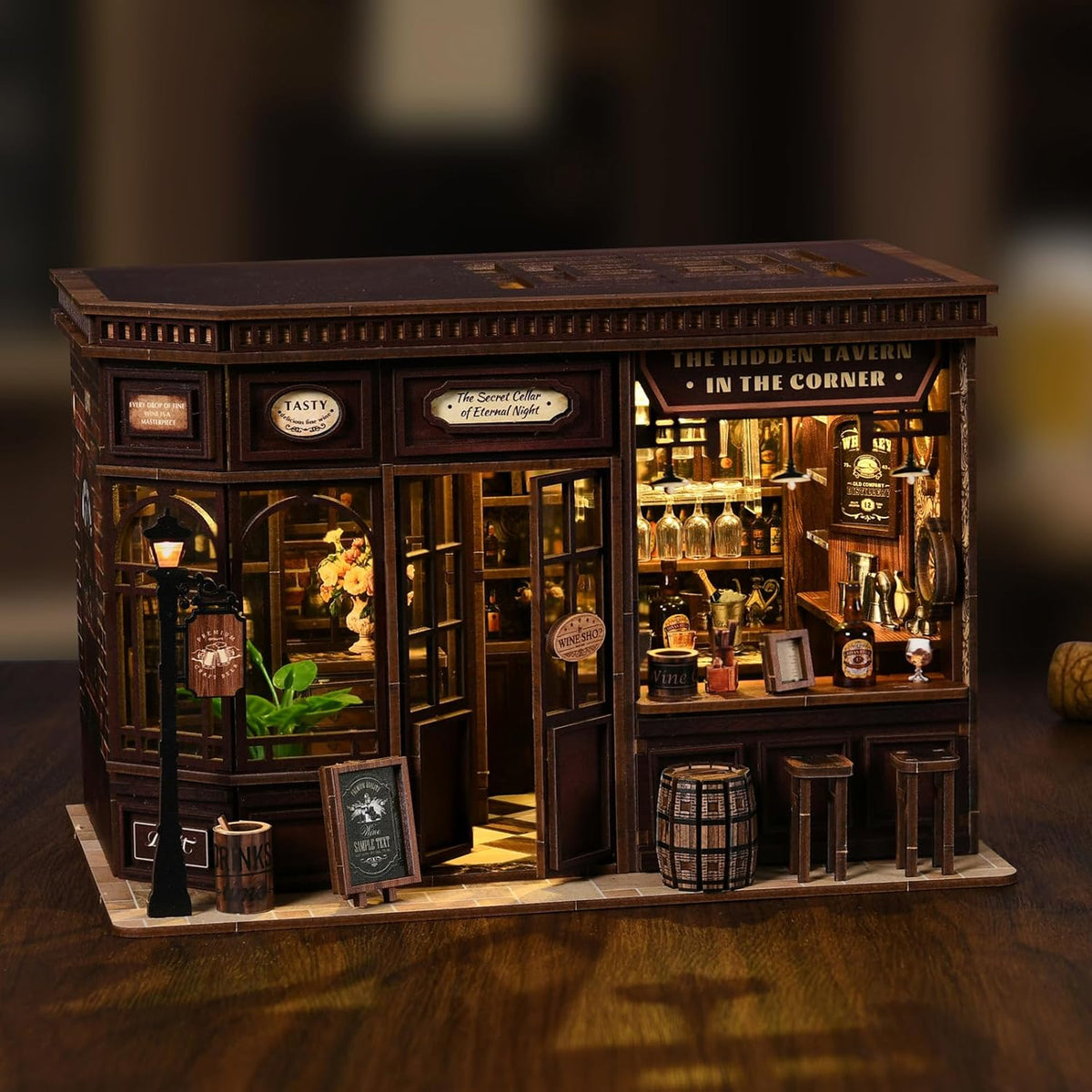 isseve book nook kit, miniature house kit dollhouse showing dimensions